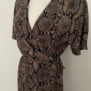 ARITZIA Babaton Wrap Dress Brown Snakeskin Pattern Small